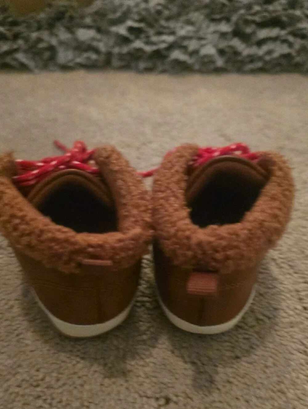 Old Navy Brown/Red Faux-Suede Kids (Baby) Boots with Red Laces
